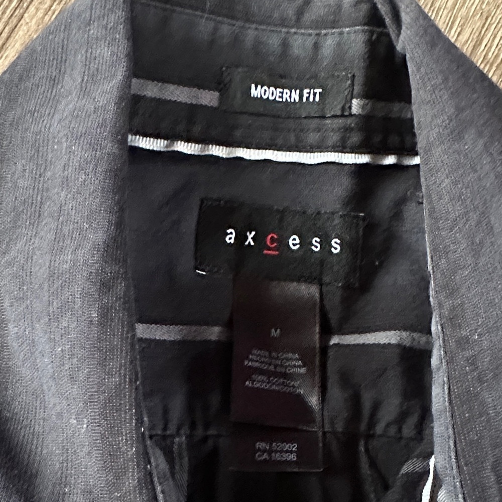 Axcess Men's Dark Charcoal Striped Dress Shirt - Picture 2 of 3